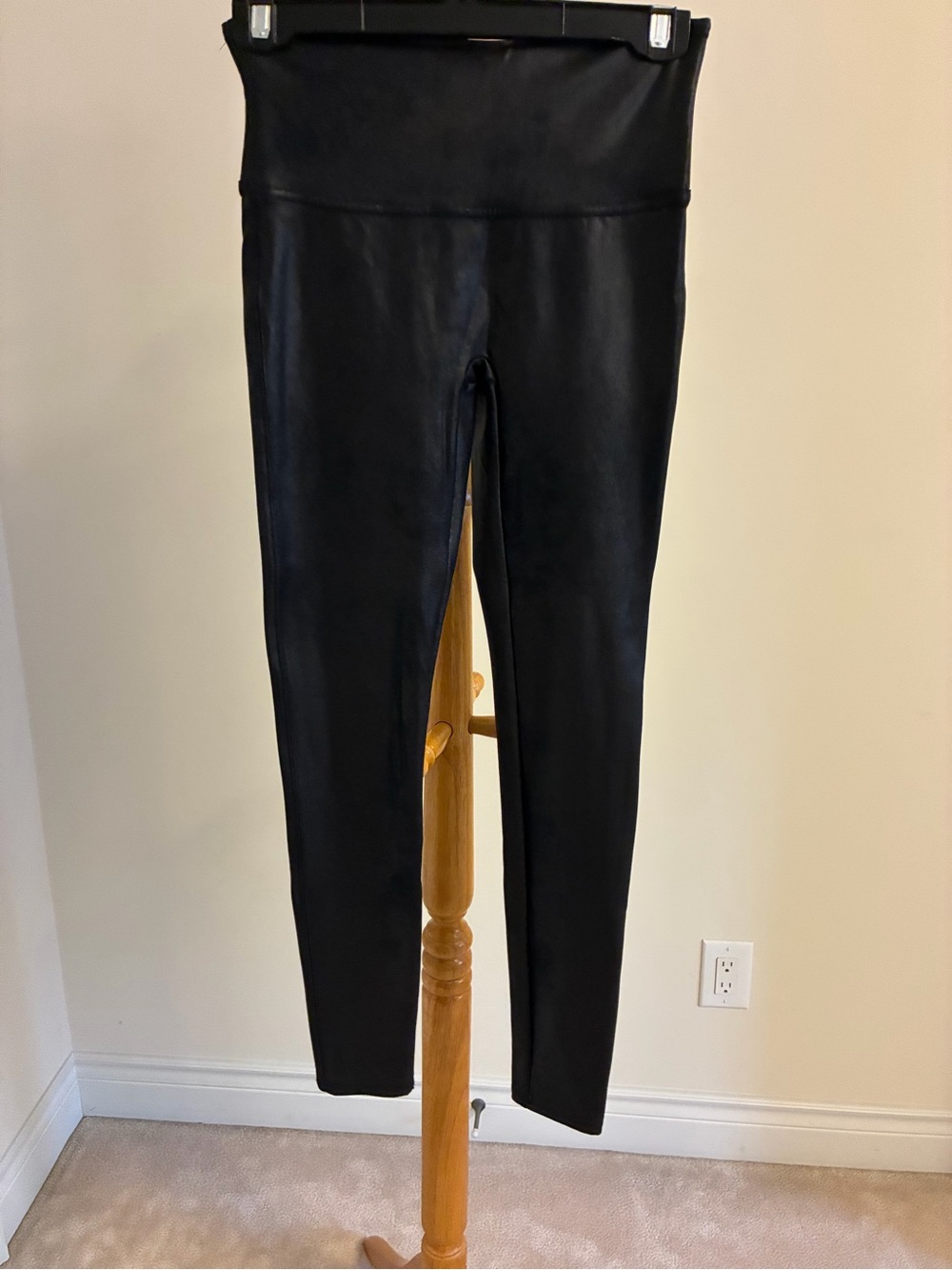 SPANX Black Faux Leather High-Rise Jeggings